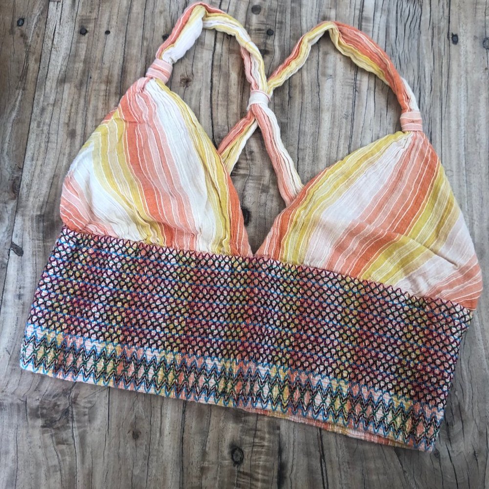 Anthropologie Rainbow Smocked Summertime Crop Top
